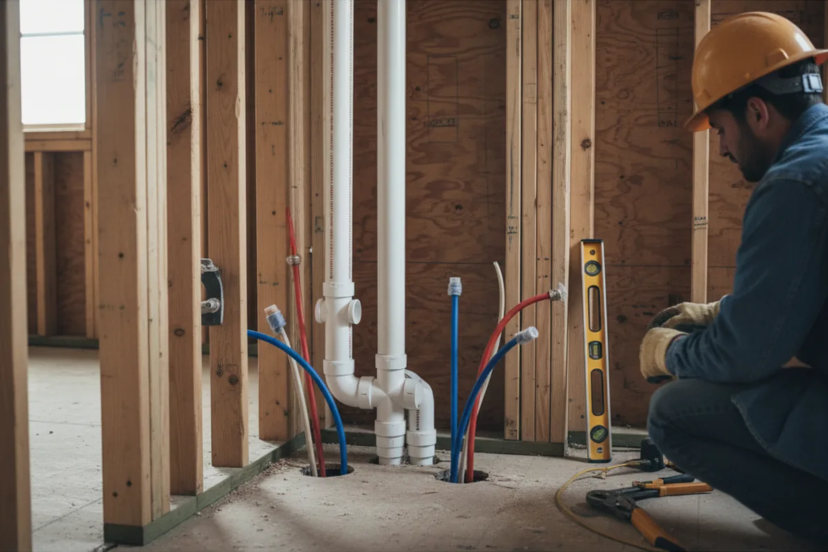 Drain and supply rough-in during Drain Cleaning in Royal