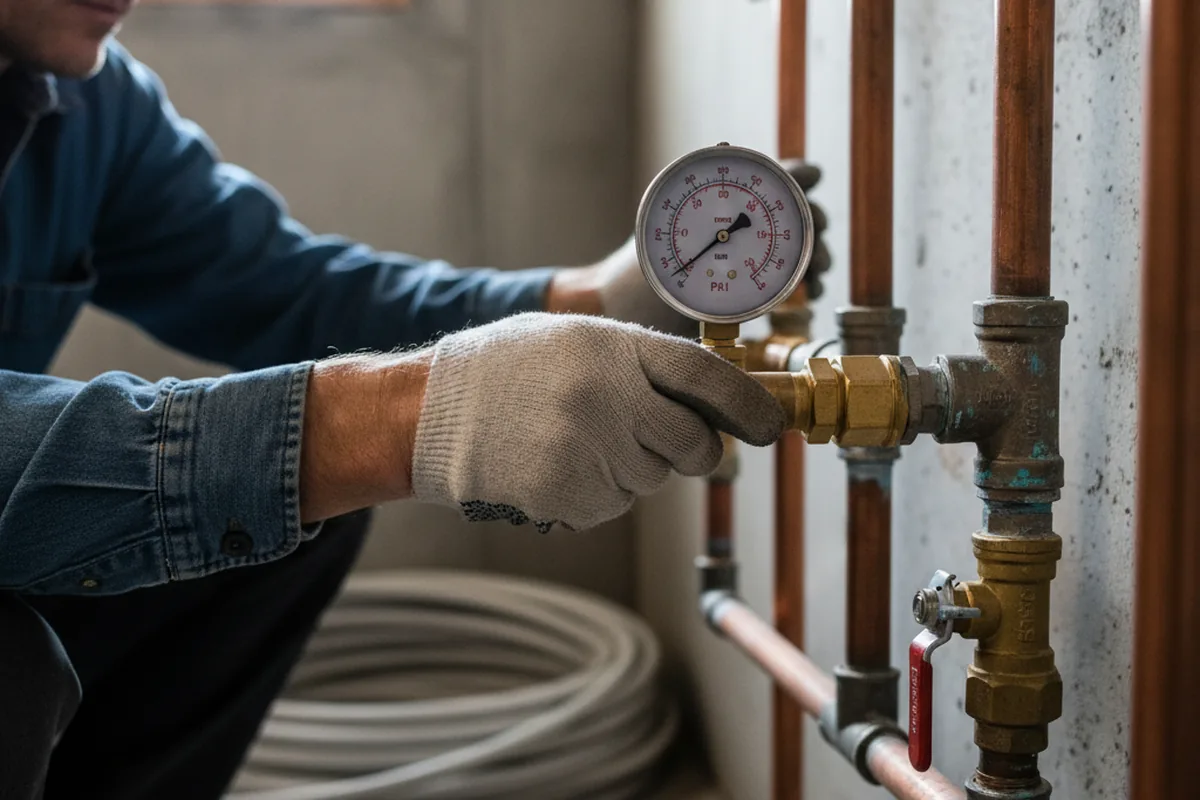 Pressure testing a repaired line during Water Line Repair in Royal